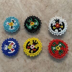 Vintage Indian Beaded Button Covers